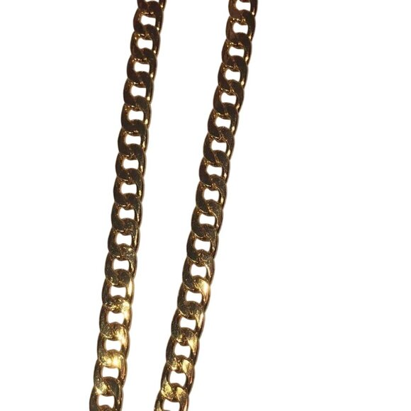 Chunky Gold Tone Curb Chain Necklace 28 Inches Fashion Jewelry Unisex - Picture 8 of 11